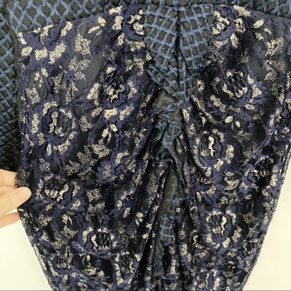 SALONI x REVOLVE Yana Navy Ruffle Lace Midi Dress - Picture 8 of 11